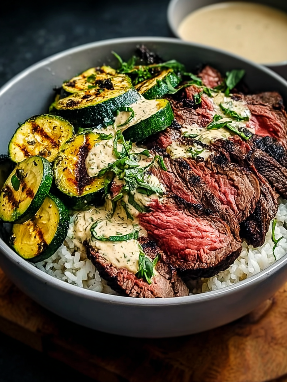 Cozy Grilled Steak Bowl with Zucchini