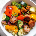 10 Minute Air Fryer Chicken Sausage and Veggies
