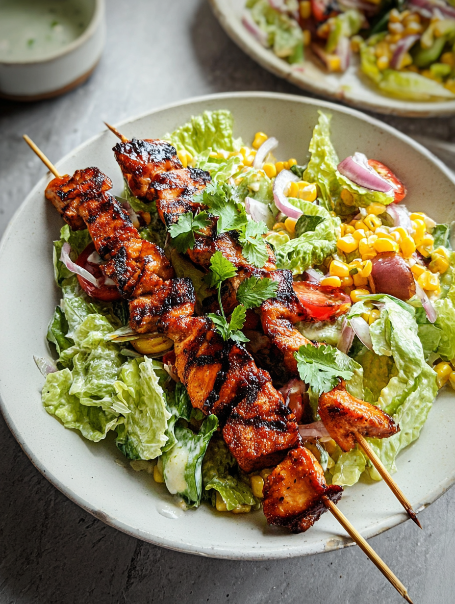 BBQ Chicken Skewer Salad