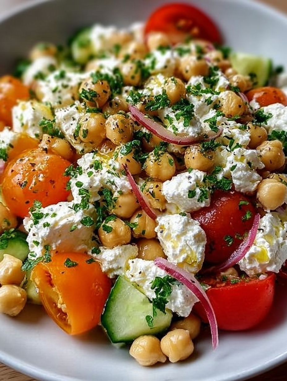 Cottage Cheese and Chickpeas Salad (High Protein)