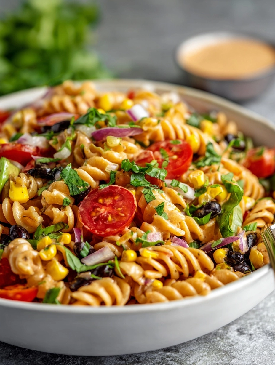 Creamy Southwest Pasta Salad Recipe (Oil-Free)