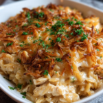French Onion Chicken Orzo Casserole