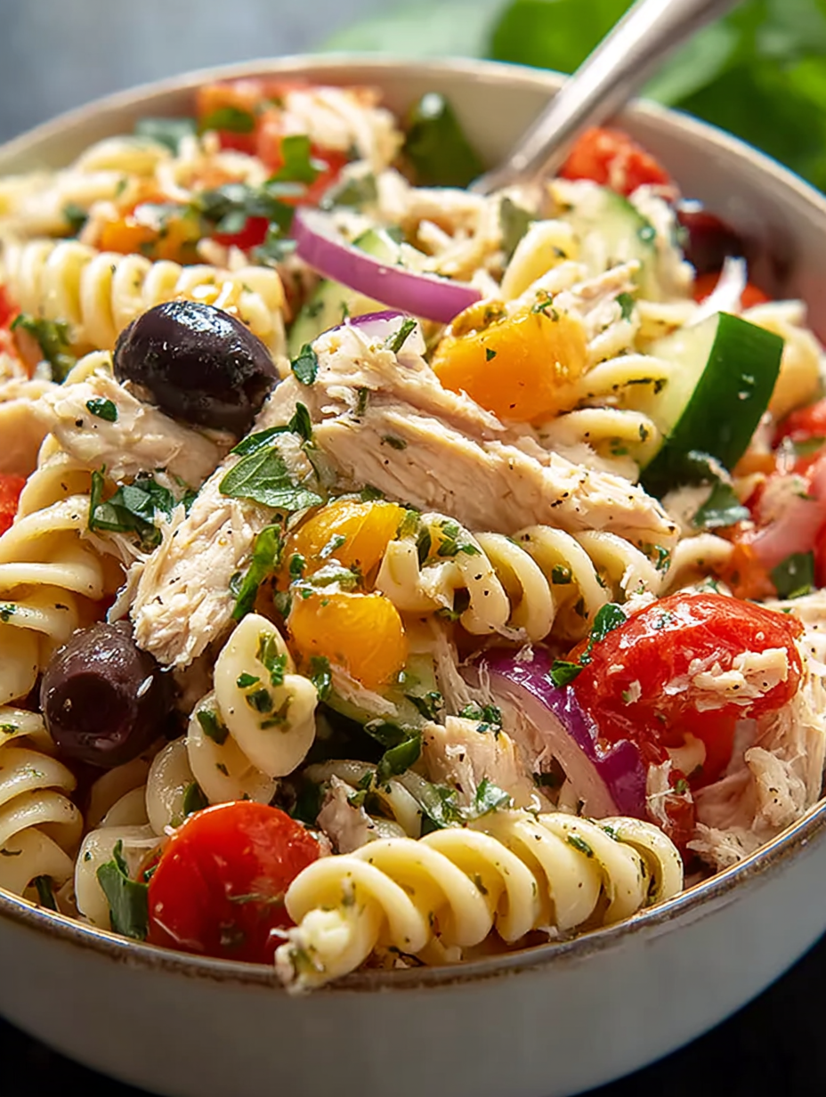 Mediterranean Chicken Pasta Salad