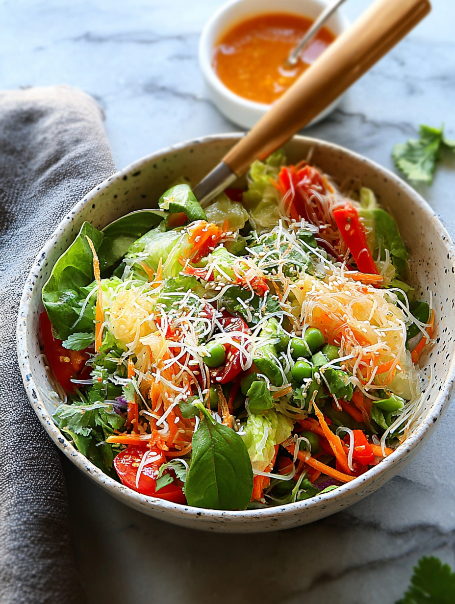 Spring Roll Salad with Spicy Ginger Dressing