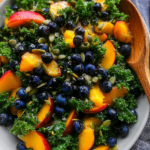 Summer Peach Blueberry Kale Salad