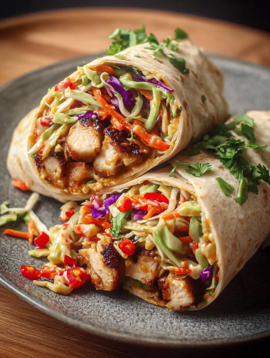 Thai Chicken Wrap with Crunchy Asian Slaw